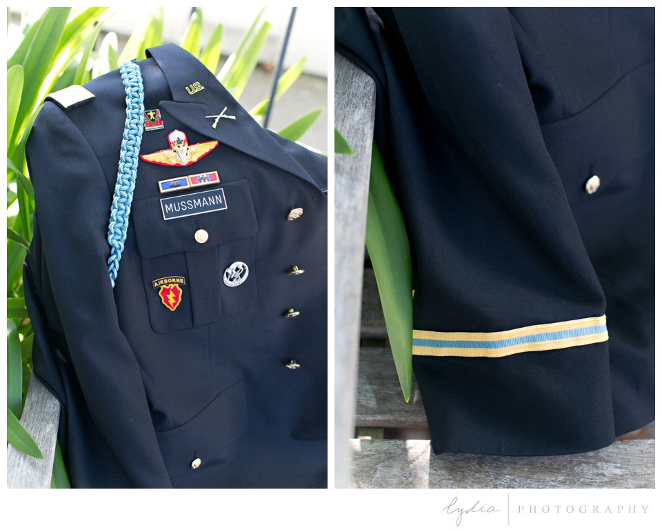 Army dress blues at ethereal wedding in Santa Rosa, California