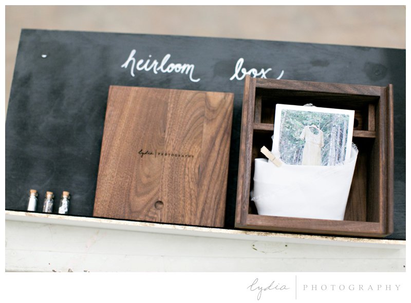 Heirloom box for the bridal show at The Foothills Event Center weddings in Grass Valley, California