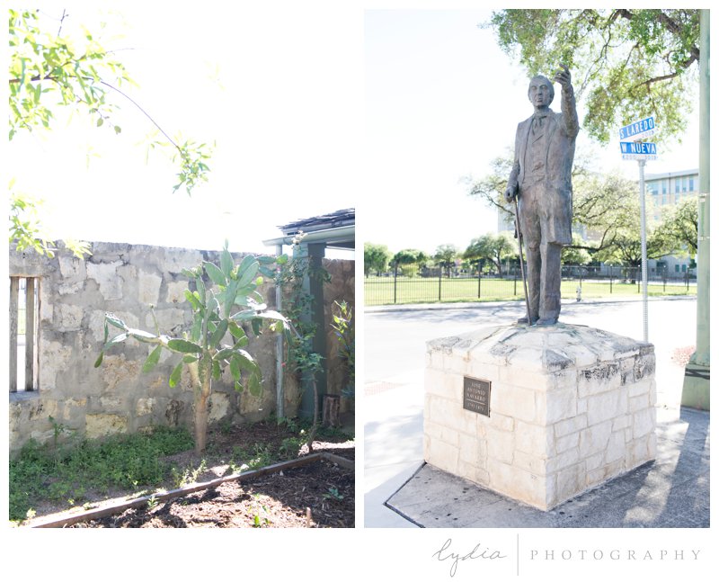 Statue of Jose Navarro in San Antonio, Texas by California wedding photographer.