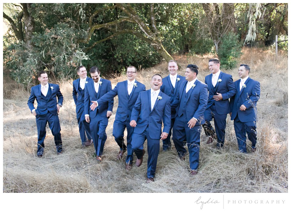 Groom and groomsmen at The Highlands Estate Wedding in Sonoma, California.