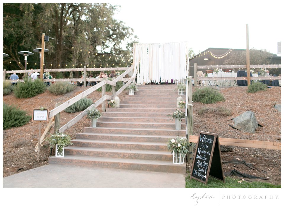 Entrance to reception at The Highlands Estate Wedding in Sonoma, California.