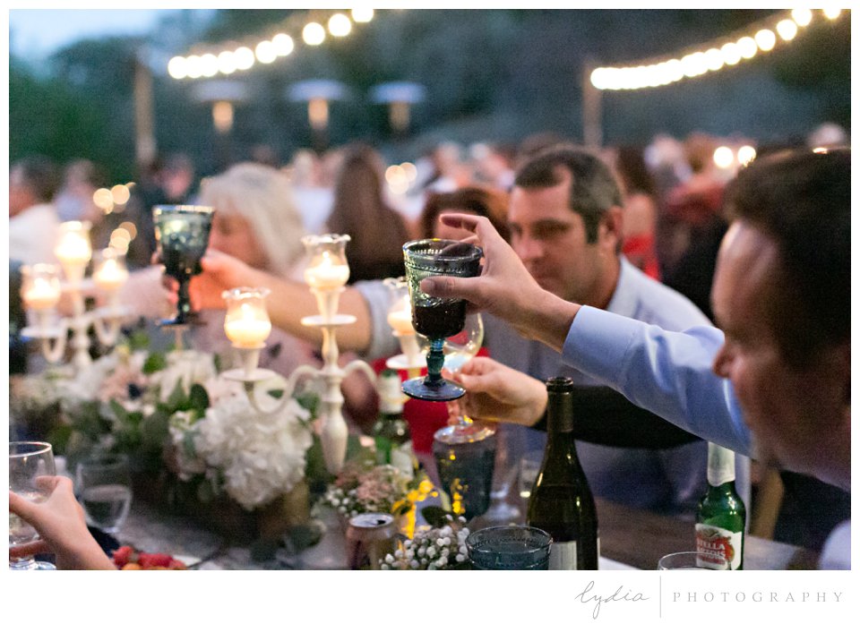 Reception toasting at The Highlands Estate Wedding in Sonoma, California.