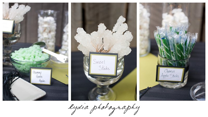 Candy bar at vintage wedding at the Roth Estate in Nevada City, California