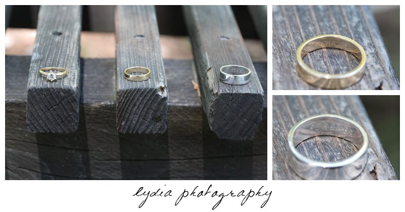 Brides and groos rings at vintage wedding at the Roth Estate in Nevada City, California