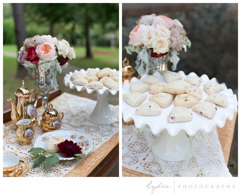 Wedding delectables for vintage Downton Abbey wedding at Northstar House in Grass Valley, California