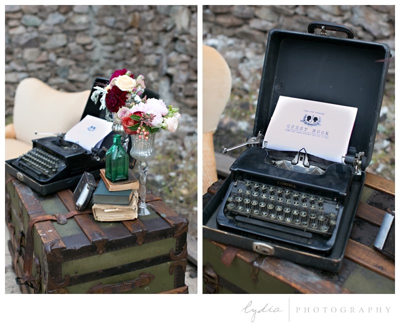 Typewriter for vintage Downton Abbey wedding at Northstar House in Grass Valley, California