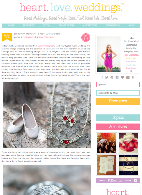 Rustic woodland wedding with BHLDN Anthropology's wedding dress with Downton Abby jewelry