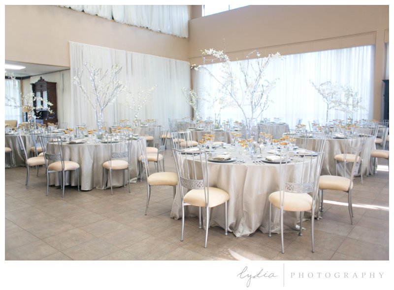 Table decor for anniversary portraits at Foothills Event Center