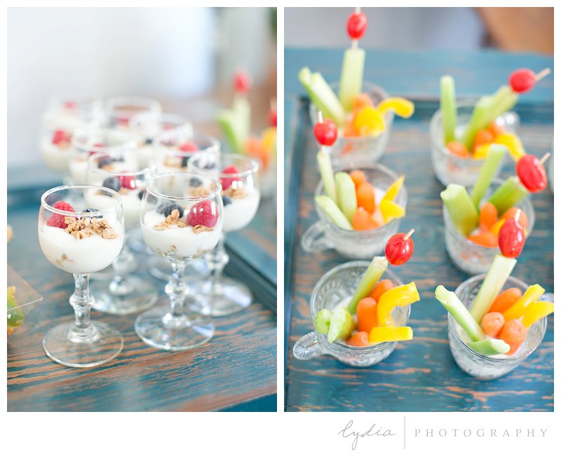 Mini parfaits and veggetable shooters for Pigment & Parchment workshop at Roots Reclaimed The Studio in Grass Valley, California