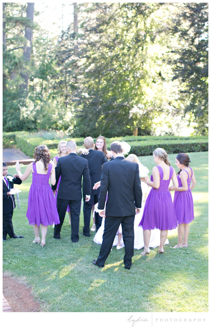Bridesmaids and groomsmen at Empire Mine fairytale wedding in Grass Valley, California 