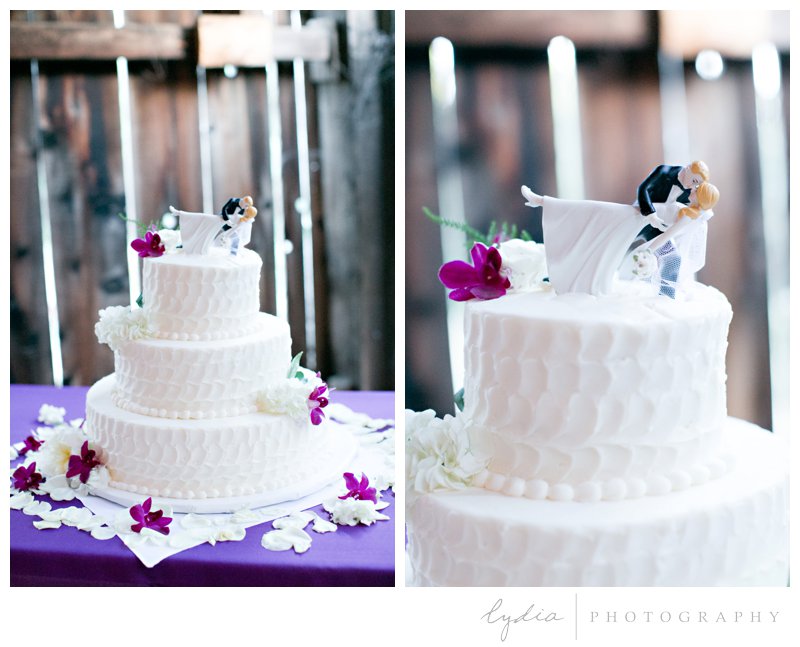 Wedding cake at Squirrel Creek Ranch fairytale wedding in Grass Valley, California 