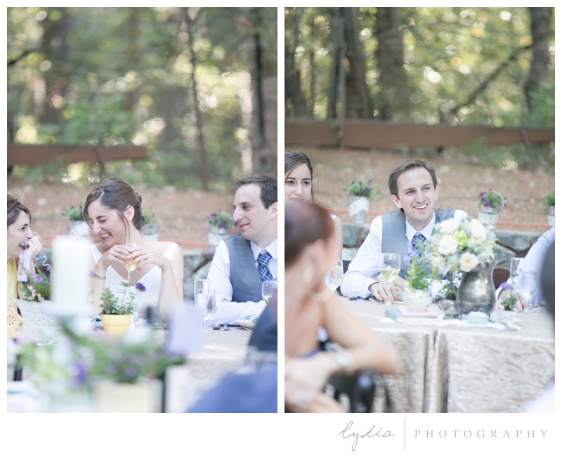 Bride and groom toast for a garden wedding at Roth Estate, in Grass Valley, California 