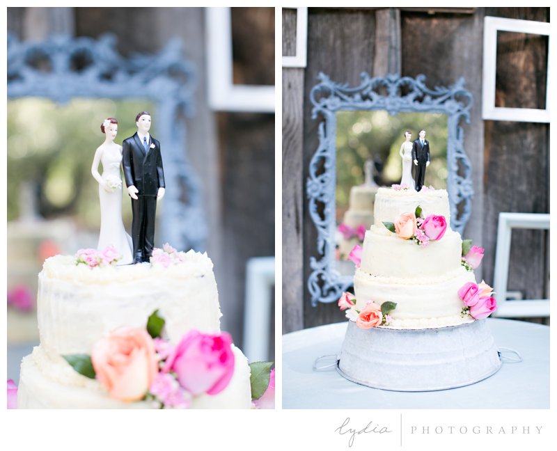 Wedding cake for a garden wedding at Roth Estate, in Grass Valley, California 