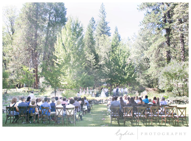 Ceremony for a garden wedding at Roth Estate, in Grass Valley, California 
