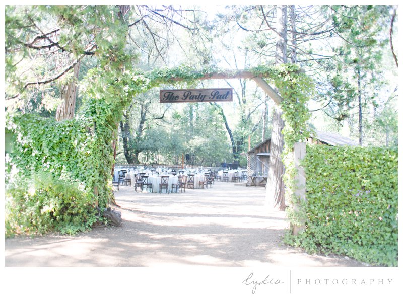Reception area for a garden wedding at Roth Estate, in Grass Valley, California 