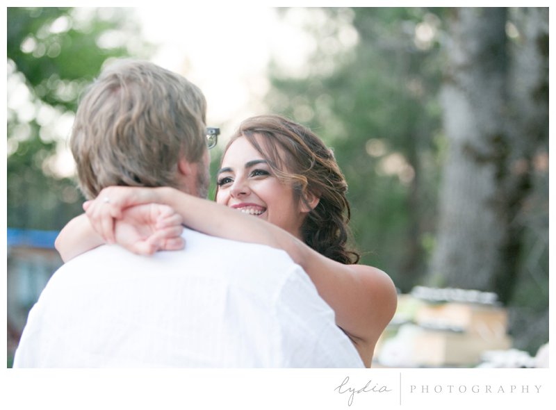 First dance for a vintage Lucchesi Vineyards wedding in Grass Valley, California.