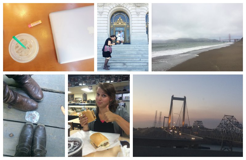 Life of a wedding photographer via her iPhone at Starbucks, San Francisco city hall, beach, Muir Woods, Kinders BBQ, and bridge.