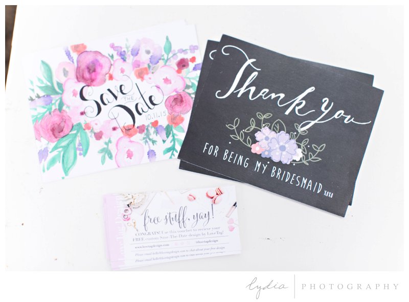 Save the Date and Thank You cards for a forest barn wedding in Grass Valley, California.