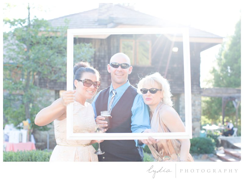 Guests in a frame at North Star House wedding in Grass Valley, California. 