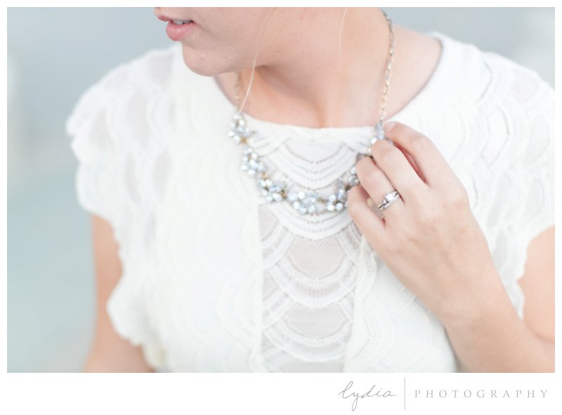 Bride's necklace for a Hollywood bridal portraits at Los Angeles, California.
