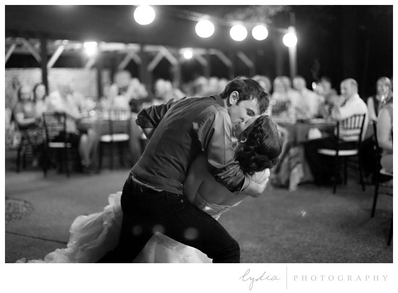 Bride and groom dancing for a modern wedding at Empire Mine in Grass Valley, California.