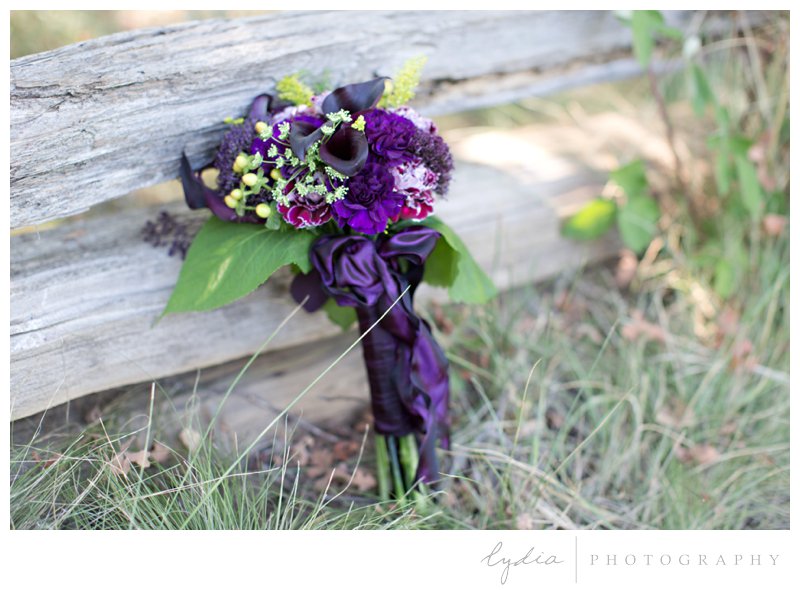 Bride's bouquets at a barn wedding at Squirrel Creek Ranch in Grass Valley, California.