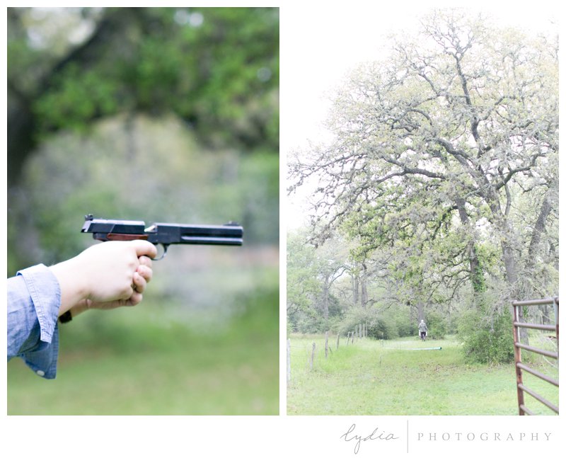 Pistol shooting by destination travel photographer in Houston, Texas.
