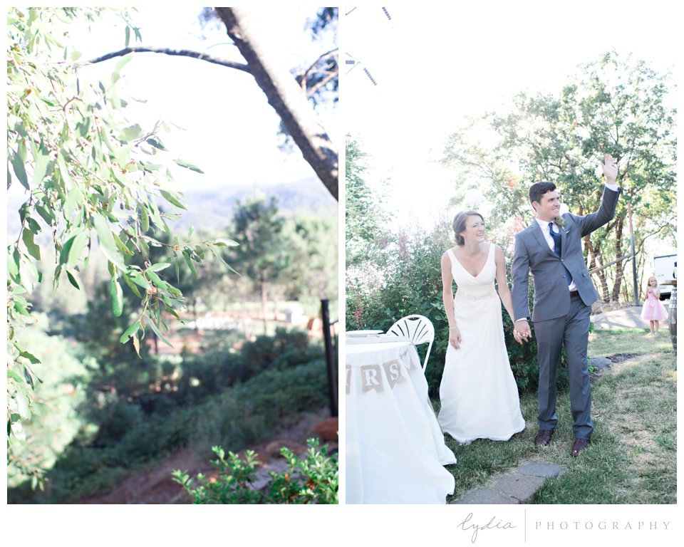 Bride and groom at Lucchesi Vineyards in Grass Valley, California.