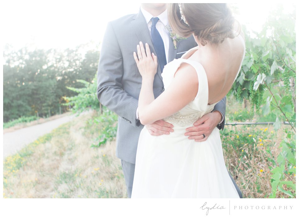 Bride and groom portrait at Lucchesi Vineyards wedding in Grass Valley, California.