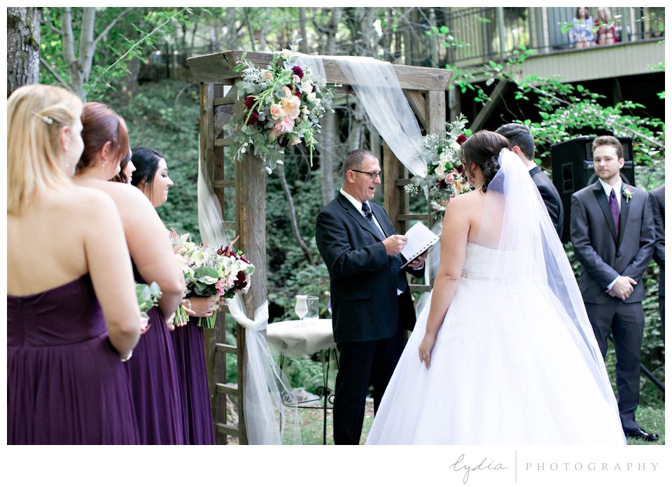 Ceremony at Northern Queen Inn Wedding in Nevada City, California.