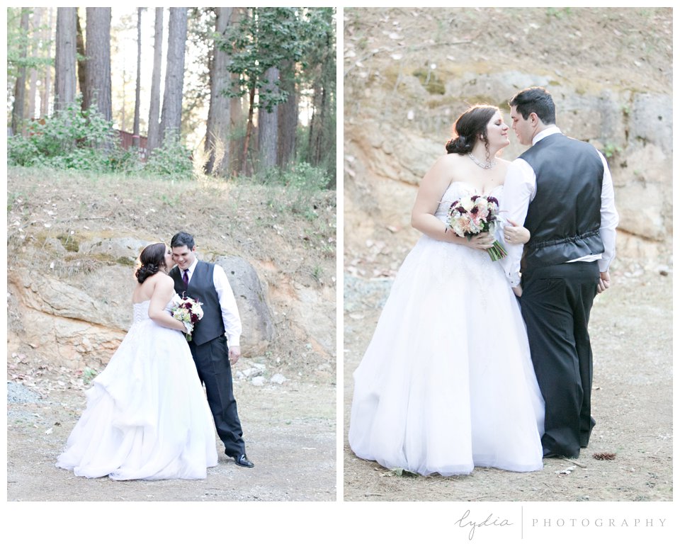 Bride and groom at Northern Queen Inn Wedding in Nevada City, California.